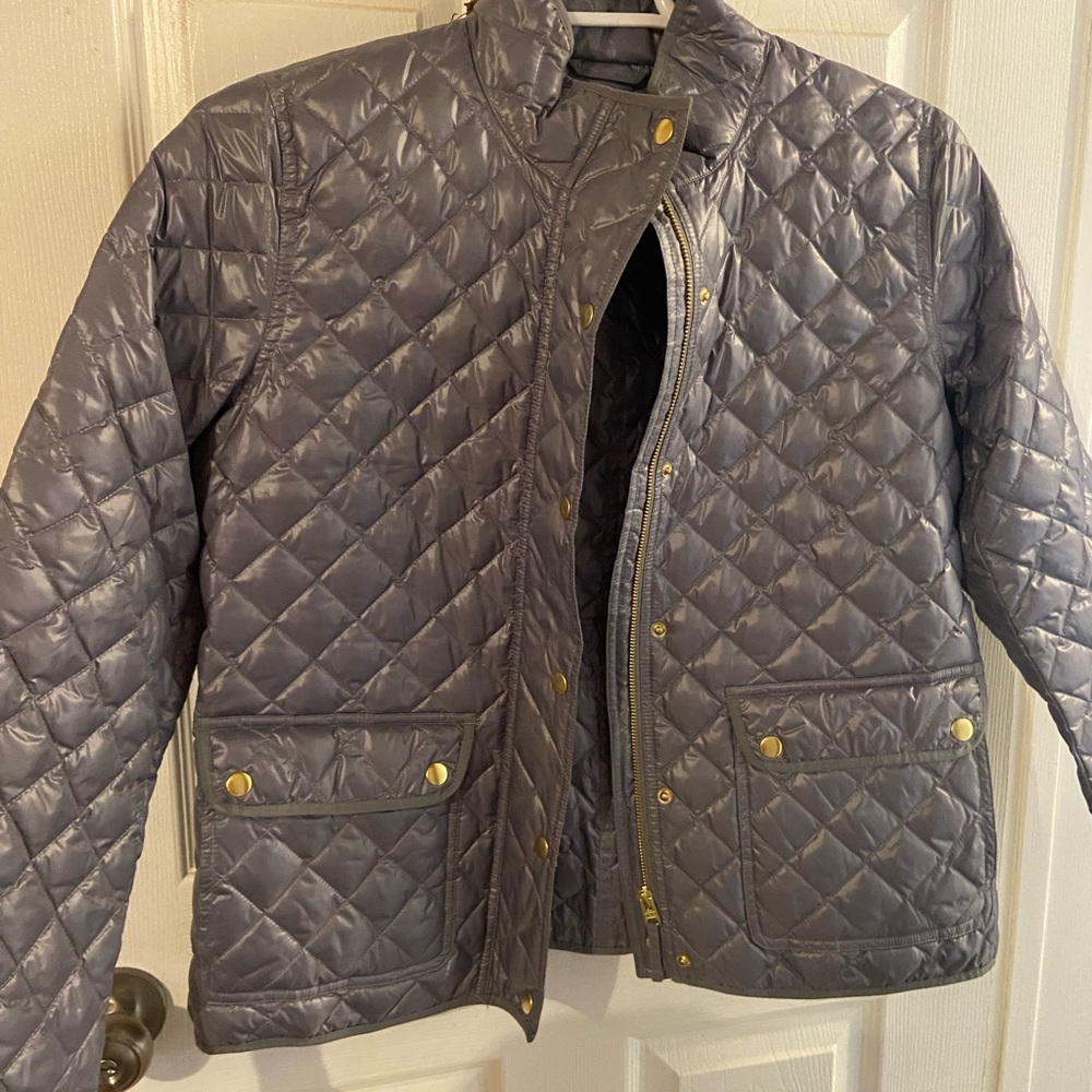 J. Crew Gray Quilted Puffer Jacket heavy duty zipper